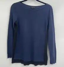 Rag & Bone Navy & Black Layered Hallie Raw Hem cashmere Long Sleeve Sweater xs