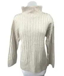 NEW Abercrombie & Fitch Beige Rib Mock Neck Long Sleeve Pullover Sweater Top S