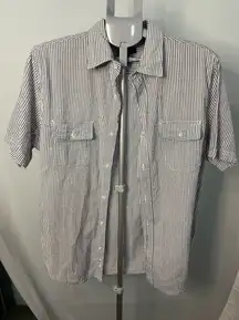 Striped Blue and White button‎ down Shirt | Size medium