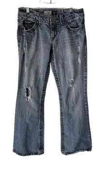 Aeropostale Jeans Y2k 5/6 Short Hailey Skinny‎ Flare Distressed Denim Low Rise