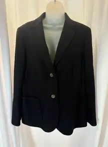 Lands' End Black‎ Wool Blazer Jacket Size 18 EUC