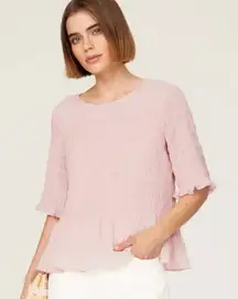 Jason Wu Pink Smocked Chiffon Top Women’s Size 6 Short Sleeve‎ Lightweight