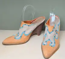 Vintage BCBG suede western cowboy mule clogs size 7 