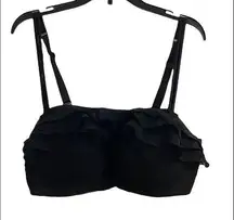 Cacique Black Sheer Tier Ruffle Balconette Bra Size 40D