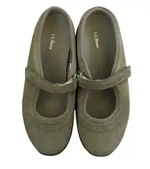 NWOT LL Bean Green Suede Mary Janes Clogs Women’s Size 7