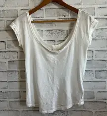 Women’s We the Free~ Free People white wide neck short sleeve shirt XS