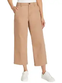 Ella Moss Womens Pants Brown/Khaki Cropped Wide Leg High-Rise Belt Loops Sz 8