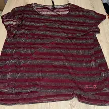 Seven7 luxe Women's Striped Burgundy Top short sleeve shirt top