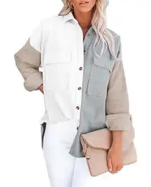 Shein Colorblock corduroy Shacket button down small