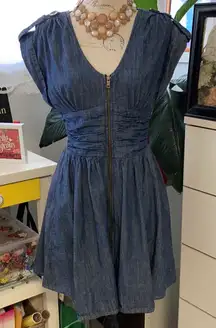 Candie’s chambray denim full zip dress. 