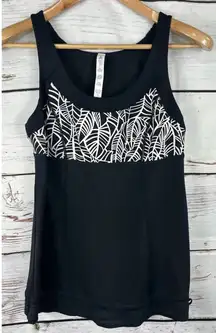 Lululemon Ta Ta Topper Pretty Palm‎ Black Angel Wing Tank Top Size 8