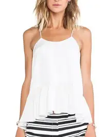 Tibi Silk Strappy Ruffle Cami Peplum Tank in Ivory White | Size 2