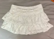 White Fox Boutique With Love Lace Mini Skirt in White Small Skort (Shorts Under)