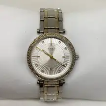 Jones New York silver gold tone women watch 32mm round quartz analog running