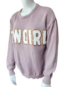 Simply Southern Cozy Cowgirl Lilac Sweater with Sequins