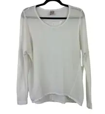 XCVI White Sheer Mesh Long Sleeve Basic Top X-Small XS