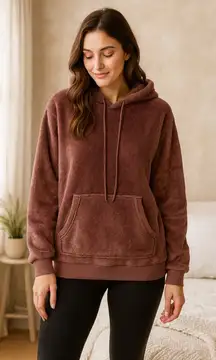 Colsie Mauve Fuzzy Sherpa Hoodie Women’s Small