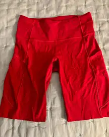 Red biker shorts