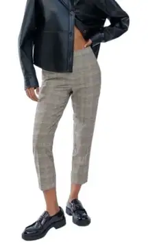 Aritzia‎ Babaton Grey Micro Plaid High Rise Pull On Trousers