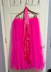 Vibrant Pink Tulle Skirt with pink ribbon sash