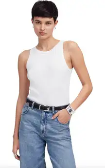 Madewell Regenerative Cotton Essential High Neck Tank Top White Medium NWT