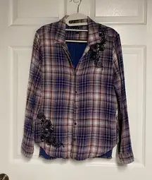 Aqua Flannel Top Size Medium