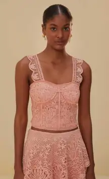 Farm Rio Light Pink Guipure Sleeveless Corset
