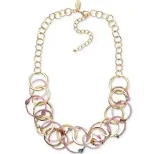 Style & Co Mixed Stone Beaded Link Statement Necklace in Gold MSRP $40 NWT