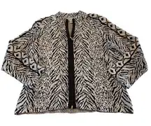 St. John Sport Vintage Wool Animal Print Sweater Jacket‎ Full Zip Rare Pattern