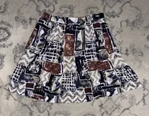 Vintage Essentials by Worthington Geo Short Pleated Skirt Cottage Boho Size S/M. Size tag cut off. Otherwise EUC. No stains, rips or flaws. Material unknown/cotton blend. 