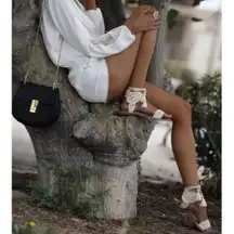 Joie Jolee Flat Sandal US 6 Crochet Ankle Tie Tassel Boho Spring Summer Vacation