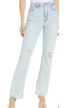 Good American Good Boy Distressed High-Waist Stretch Straight Jeans size 22 NEW