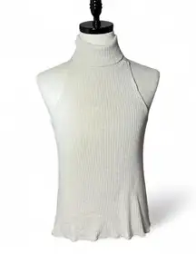 We The Free People XS Ribbed Knit Sleeveless Turtleneck Top Ivory