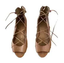 SEY Collection 8.5B Lace Up Flats Leather Strappy Boho Sandals Summer Beach Coast