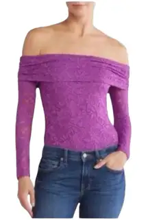 NEW AFRM Nia Off Shoulder Purple Lace Bodysuit