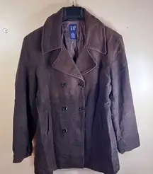 Gap Womens Brown Distressed Pea Coat Size Small Career Work‎ Wear