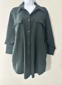 ROUCHA Tillow Oversized Boxy Button Down Shacket Shirt Jacket Green GUC Size S