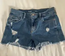 Dark Wash Ripped Jean Shorts