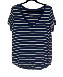 Blue & White Striped  Soft And Sexy Lose TShirt. Size Medium