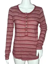 Lucky Brand Shirt Womens‎ Small Red White Stripe Geometric Print Casual Everyday