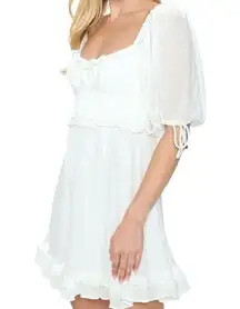 Angel Biba Ruffle Babydoll Mini Dress White Size Small NWT