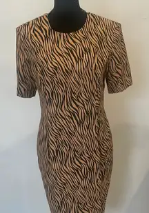 Zebra Print Dress vintage Leslie Fay 6P