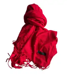 Bold Red Fringed Scarf Wrap