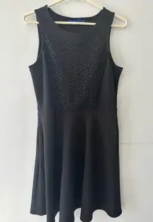 Apt. 9 Dress Sleeveless Lace Scoop Neck Pockets Mini A-line Black Small