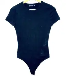 Abercrombie & Fitch Soft AF Black Cotton Crew Neck Short Sleeve Bodysuit Size M