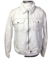 Faherty Rosie Size Medium 100% cotton denim jacket flannel lined off white color