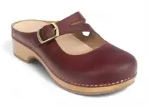 DANSKO Britney Wine Oxblood Leather Maryjane Low Heel Clogs Mules Sz 37 or 6.5-7