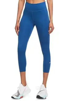 Nike Womens One Plus Size 3X Mid Rise Cropped Tight Dri Fit Leggings Blue NEW