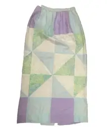 Vintage 60/70s MCM Midge Grant Patchwork Maxi Skirt Pastel Boho Cottage Fairy