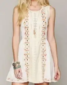 Free People Water Lily mirror red mini dress crochet size 2 lined